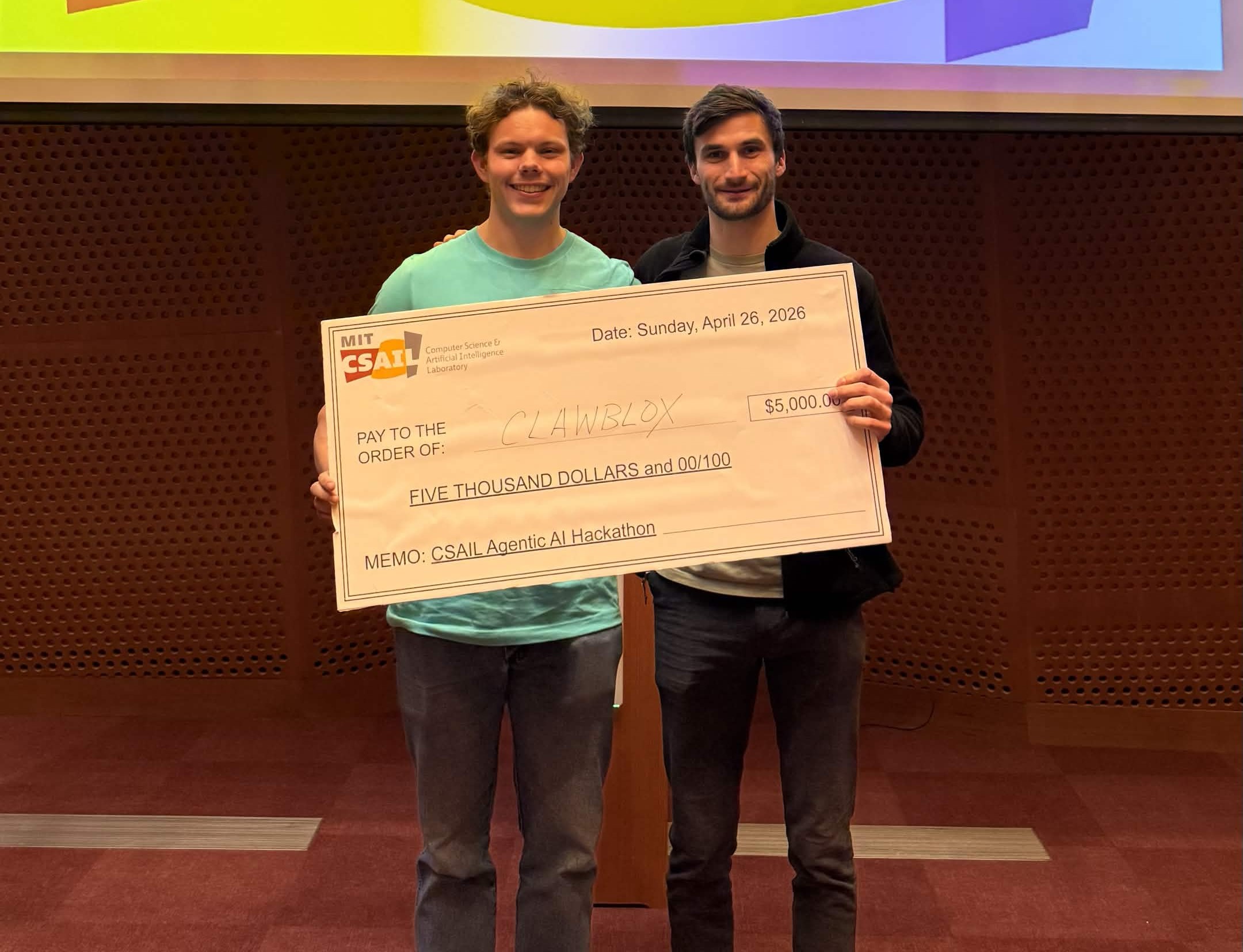 Nathan Cloos with MIT CSAIL Agentic AI Hackathon prize